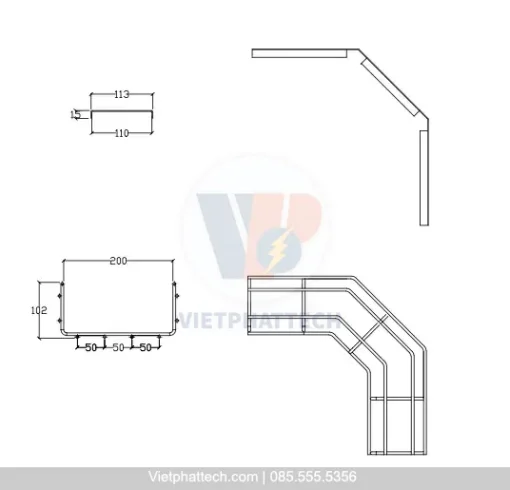 Co xuống máng lưới 200x100