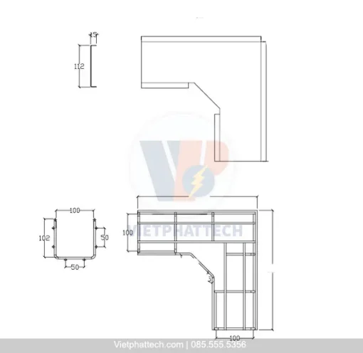 Cút L máng lưới 100x100